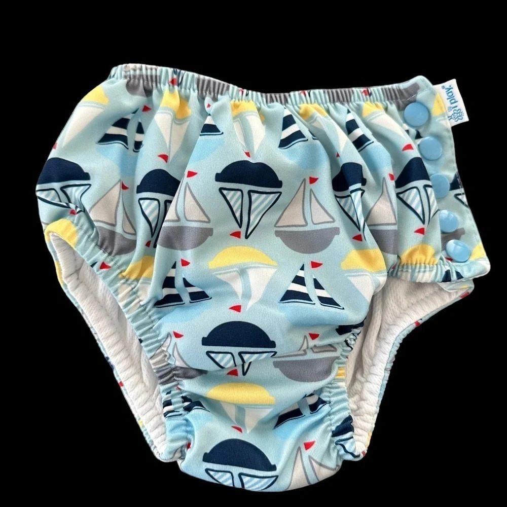 iplay Toddler Boys 3T Blue Sailboat Swim Diaper Swimwear Beach Pool Iplay